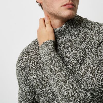 Green Only & Sons twist knit roll neck jumper